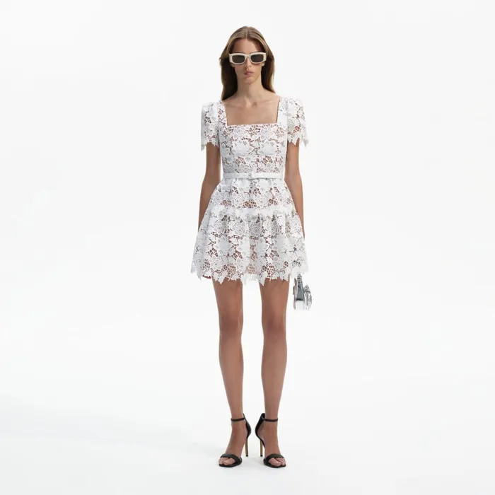 Self Portrait Dresses White Lace Mini Skater Dress 8211 Women