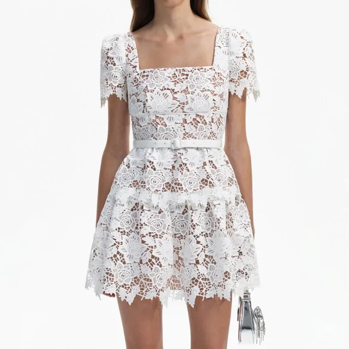 Self Portrait Dresses White Lace Mini Skater Dress 8211 Women Self Portrait Dresses White Lace Mini Skater Dress 8211 Women
