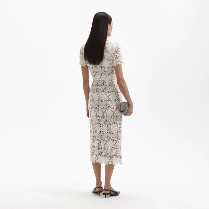 Self Portrait Dresses White Lace Open Neck Midi Dress 8211 Women Self Portrait Dresses White Lace Open Neck Midi Dress 8211 Women