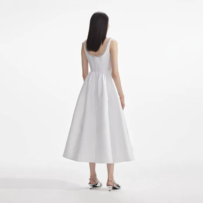 Self Portrait Dresses White Taffeta Diamante Midi Dress 8211 Women Self Portrait Dresses White Taffeta Diamante Midi Dress 8211 Women