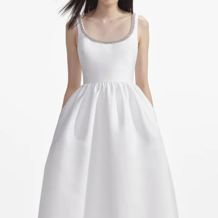 Self Portrait Dresses White Taffeta Diamante Midi Dress 8211 Women Self Portrait Dresses White Taffeta Diamante Midi Dress 8211 Women