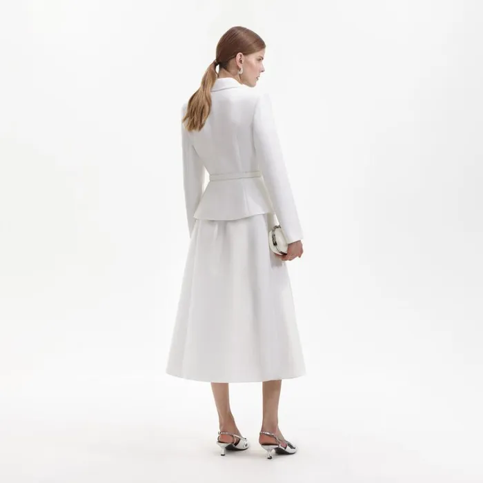 Self Portrait Dresses White Tailored Taffeta Midi Dress 8211 Women Self Portrait Dresses White Tailored Taffeta Midi Dress 8211 Women