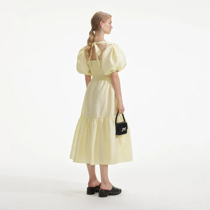 Self Portrait Dresses Yellow Jacquard Midi Dress 8211 Women Self Portrait Dresses Yellow Jacquard Midi Dress 8211 Women