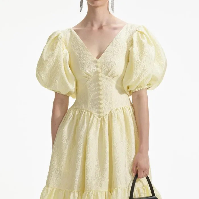 Self Portrait Dresses Yellow Jacquard Midi Dress 8211 Women Self Portrait Dresses Yellow Jacquard Midi Dress 8211 Women