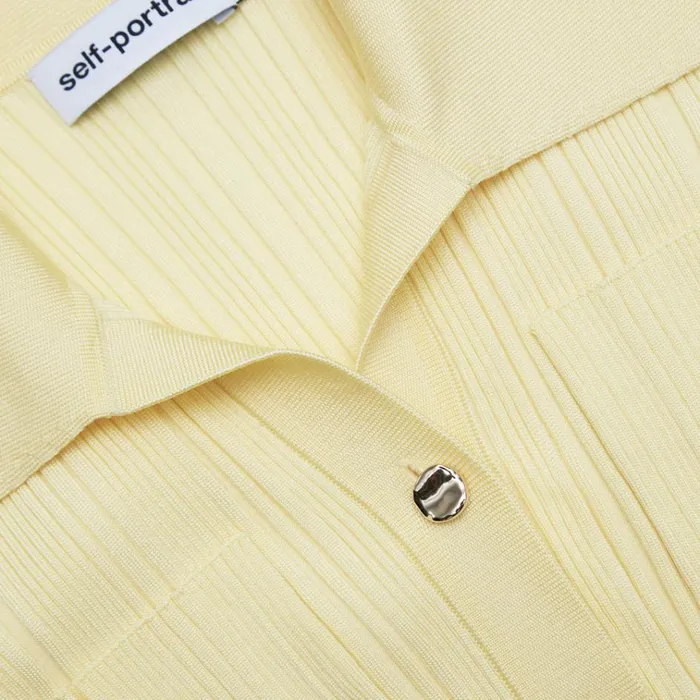 Self Portrait Dresses Yellow Ribbed Knit Midi Dress 8211 Women Self Portrait Dresses Yellow Ribbed Knit Midi Dress 8211 Women