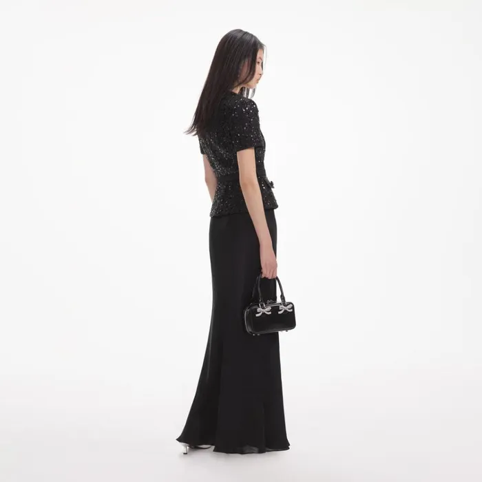 Self Portrait Exclusives Black Sequin Boucle Maxi Dress 8211 Women Self Portrait Exclusives Black Sequin Boucle Maxi Dress 8211 Women