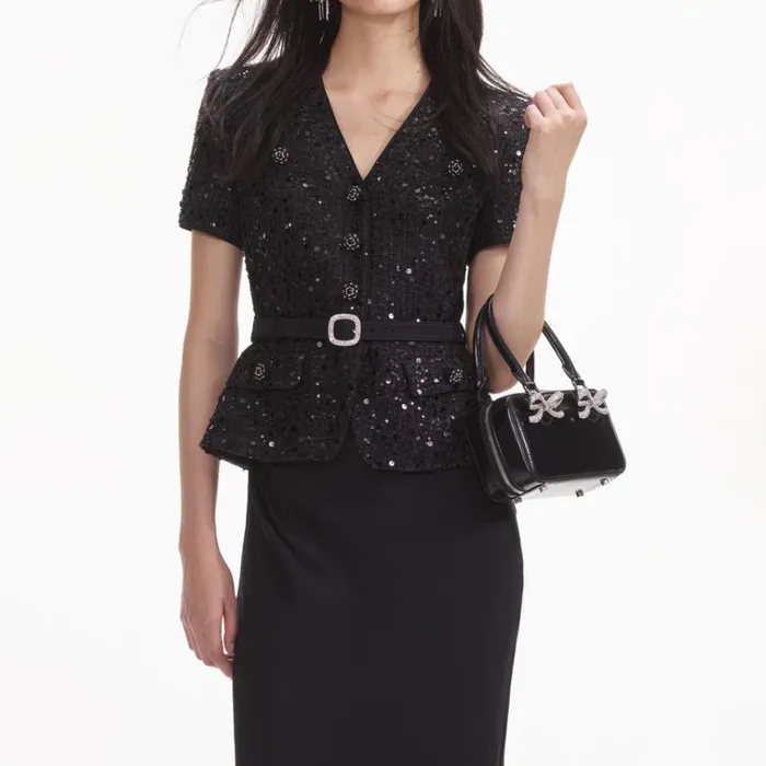 Self Portrait Exclusives Black Sequin Boucle Maxi Dress 8211 Women Self Portrait Exclusives Black Sequin Boucle Maxi Dress 8211 Women