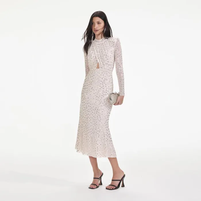 Self Portrait Exclusives Champagne Rhinestone Mesh Midi Dress 8211 Women Self Portrait Exclusives Champagne Rhinestone Mesh Midi Dress 8211 Women