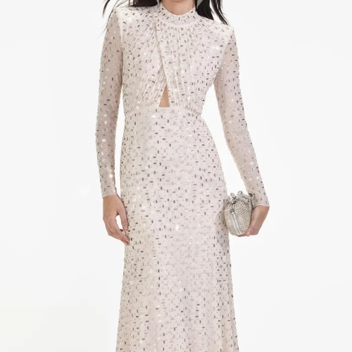 Self Portrait Exclusives Champagne Rhinestone Mesh Midi Dress 8211 Women Self Portrait Exclusives Champagne Rhinestone Mesh Midi Dress 8211 Women