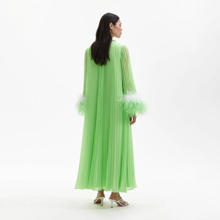 Self Portrait Exclusives Green Chiffon Feather Midi Dress 8211 Women Self Portrait Exclusives Green Chiffon Feather Midi Dress 8211 Women