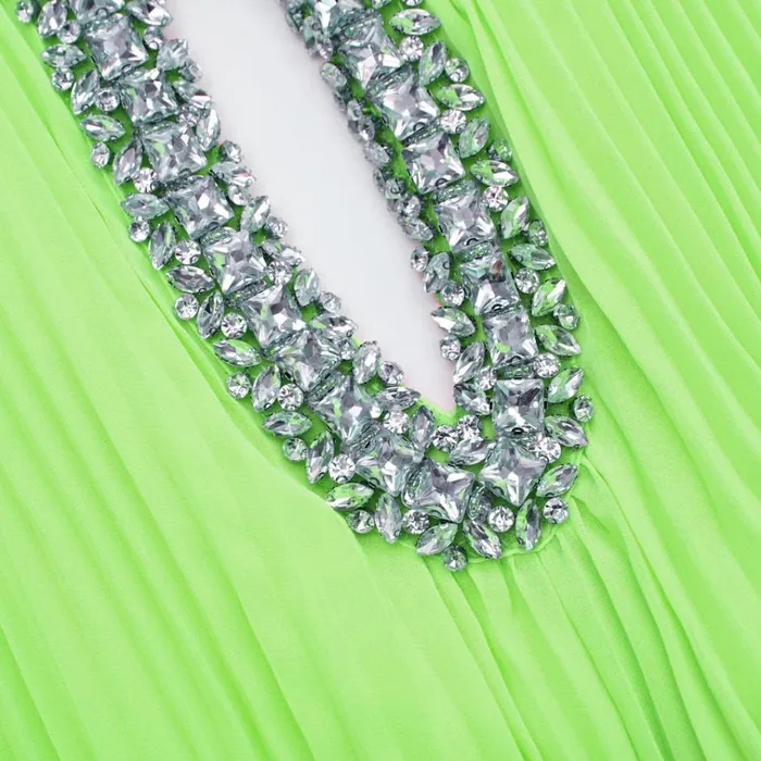 Self Portrait Exclusives Green Chiffon Feather Midi Dress 8211 Women Self Portrait Exclusives Green Chiffon Feather Midi Dress 8211 Women