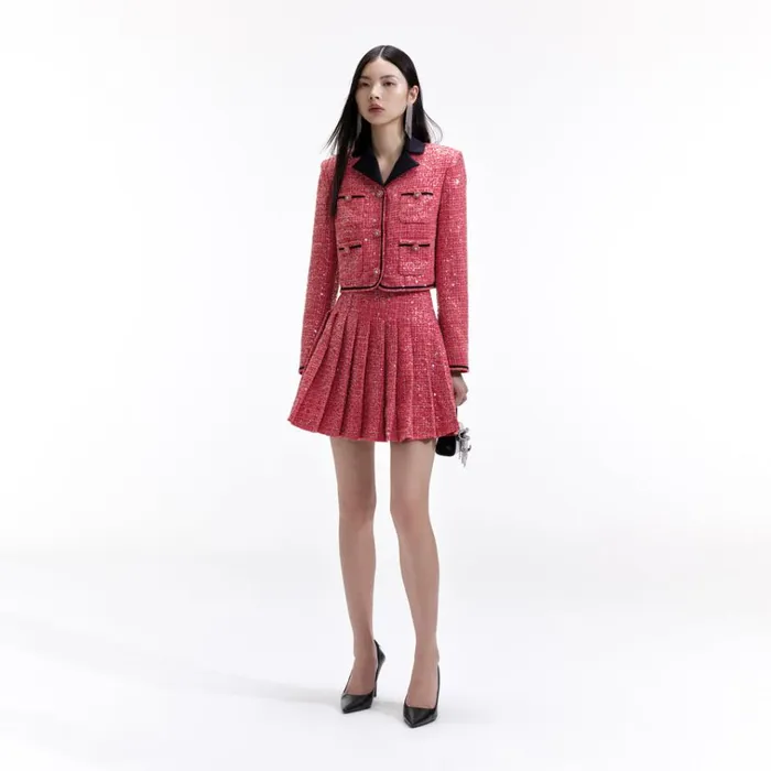 Self Portrait Exclusives Red Boucle Jacket 8211 Women Self Portrait Exclusives Red Boucle Jacket 8211 Women