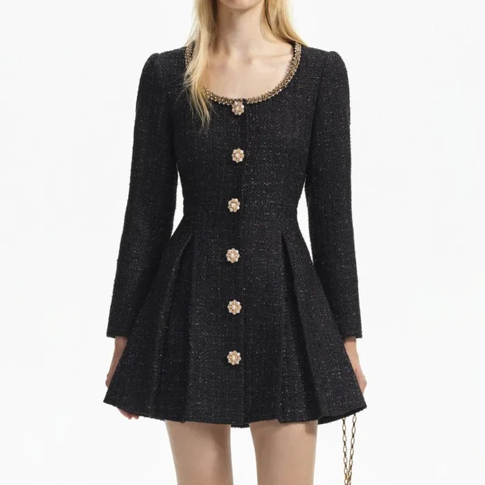 Self Portrait Icons Black Boucle Mini Dress 8211 Women Self Portrait Icons Black Boucle Mini Dress 8211 Women