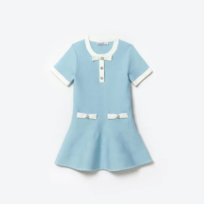 Self Portrait Knitwear Blue Knit Mini Dress 8211 Kids