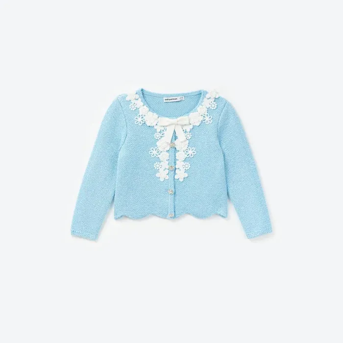 Self Portrait Knitwear Blue Sequin Knit Cardigan 8211 Kids