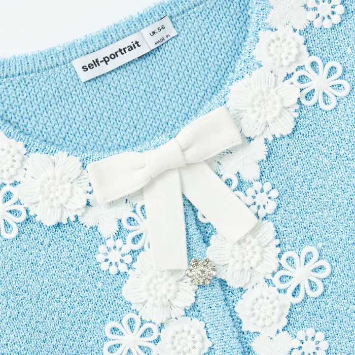 Self Portrait Knitwear Blue Sequin Knit Cardigan 8211 Kids Self Portrait Knitwear Blue Sequin Knit Cardigan 8211 Kids