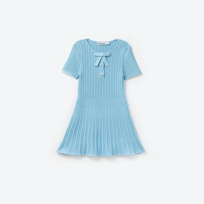 Self Portrait Knitwear Blue Sequin Knit Dress 8211 Kids