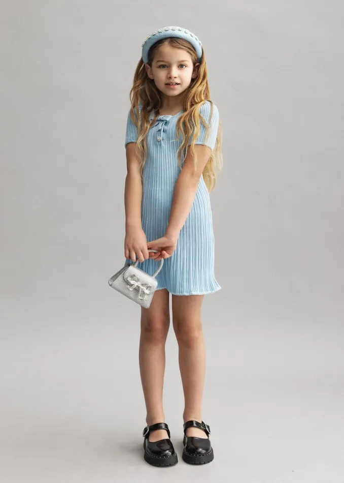Self Portrait Knitwear Blue Sequin Knit Dress 8211 Kids Self Portrait Knitwear Blue Sequin Knit Dress 8211 Kids
