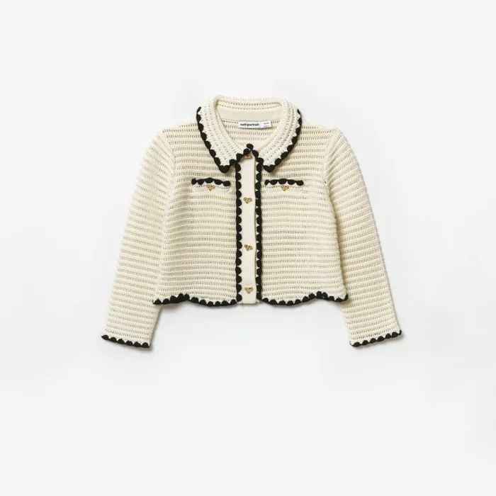 Self Portrait Knitwear Cream Crochet Cardigan 8211 Kids
