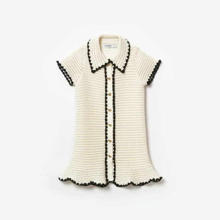 Self Portrait Knitwear Cream Crochet Mini Dress 8211 Kids