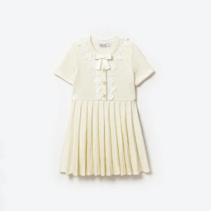 Self Portrait Knitwear Cream Knit Mini Dress 8211 Kids