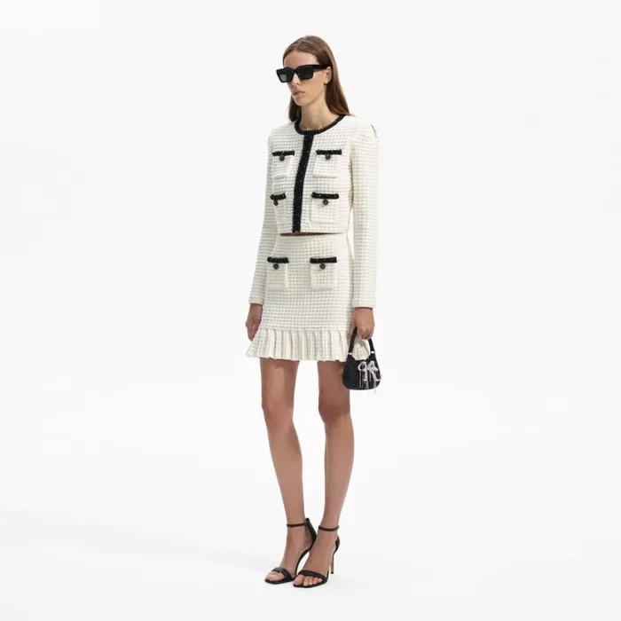 Self Portrait Knitwear Cream Textured Knit Mini Skirt 8211 Women Self Portrait Knitwear Cream Textured Knit Mini Skirt 8211 Women