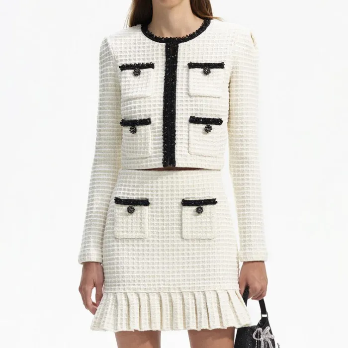 Self Portrait Knitwear Cream Textured Knit Mini Skirt 8211 Women Self Portrait Knitwear Cream Textured Knit Mini Skirt 8211 Women