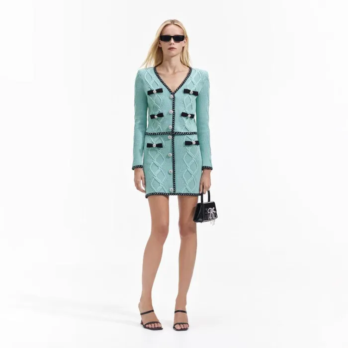 Self Portrait Knitwear Mint Cable Knit Mini Skirt 8211 Women