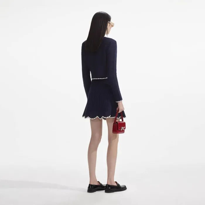 Self Portrait Knitwear Navy Crochet Contrast Trim Mini Skirt 8211 Women Self Portrait Knitwear Navy Crochet Contrast Trim Mini Skirt 8211 Women