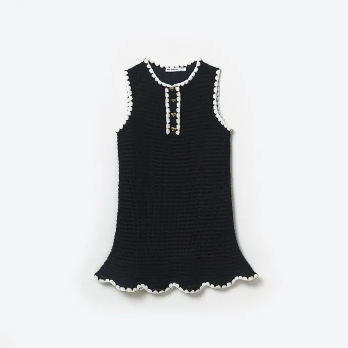 Self Portrait Knitwear Navy Crochet Mini Dress 8211 Kids