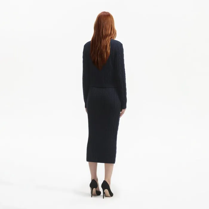 Self Portrait Knitwear Navy Midi Knit Skirt 8211 Women Self Portrait Knitwear Navy Midi Knit Skirt 8211 Women