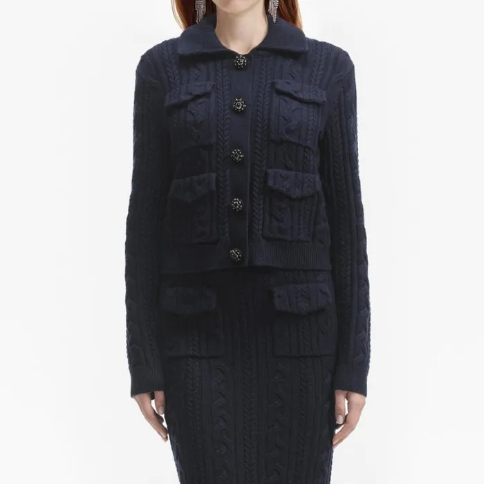 Self Portrait Knitwear Navy Midi Knit Skirt 8211 Women Self Portrait Knitwear Navy Midi Knit Skirt 8211 Women