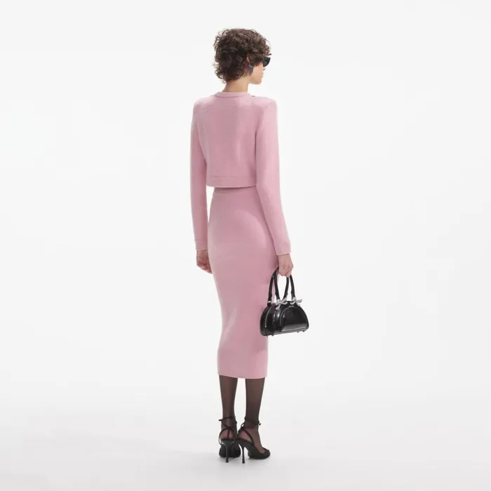 Self Portrait Knitwear Pink Embellished Knit Midi Skirt 8211 Women Self Portrait Knitwear Pink Embellished Knit Midi Skirt 8211 Women