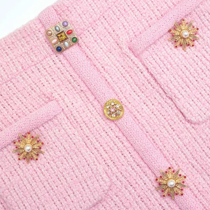 Self Portrait Knitwear Pink Jewel Button Knit Mini Skirt 8211 Women Self Portrait Knitwear Pink Jewel Button Knit Mini Skirt 8211 Women