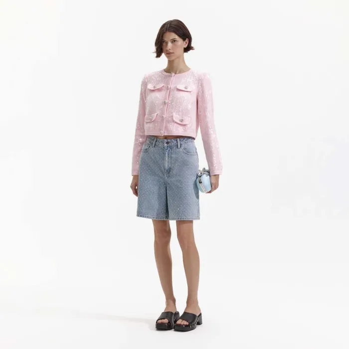 Self Portrait Knitwear Pink Knit Sequin Cardigan 8211 Women Self Portrait Knitwear Pink Knit Sequin Cardigan 8211 Women