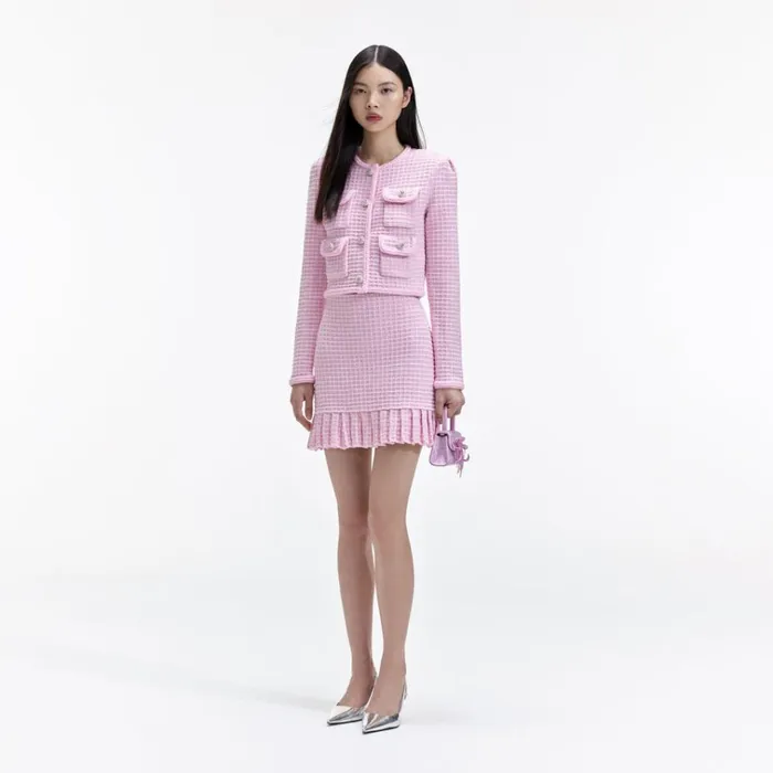 Self Portrait Knitwear Pink Sequin Textured Knit Jacket 8211 Women Self Portrait Knitwear Pink Sequin Textured Knit Jacket 8211 Women