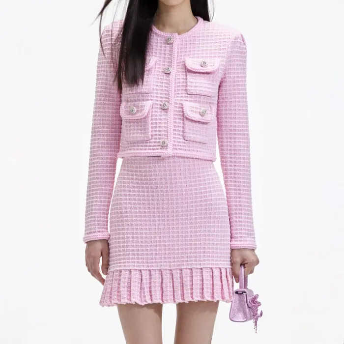 Self Portrait Knitwear Pink Sequin Textured Knit Jacket 8211 Women Self Portrait Knitwear Pink Sequin Textured Knit Jacket 8211 Women