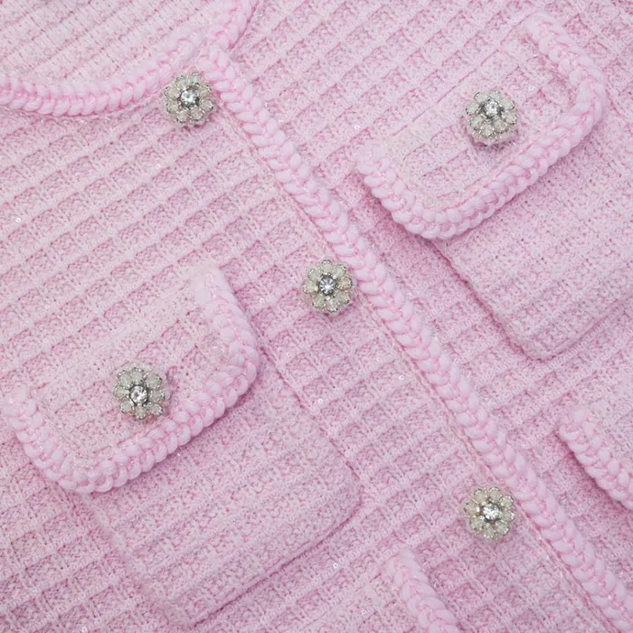 Self Portrait Knitwear Pink Sequin Textured Knit Jacket 8211 Women Self Portrait Knitwear Pink Sequin Textured Knit Jacket 8211 Women