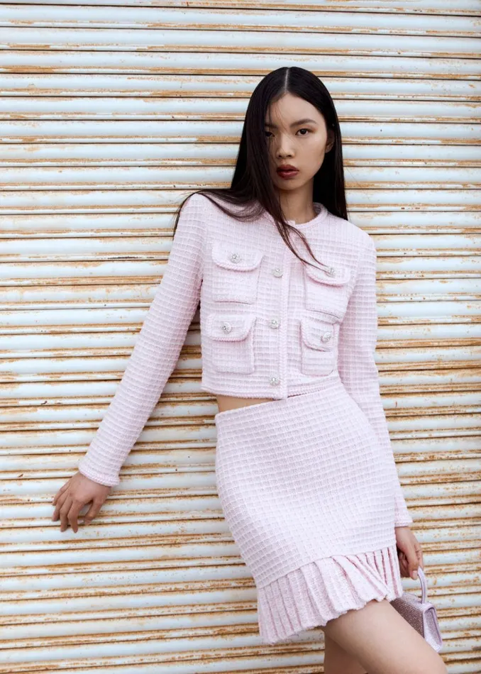Self Portrait Knitwear Pink Sequin Textured Knit Skirt 8211 Women Self Portrait Knitwear Pink Sequin Textured Knit Skirt 8211 Women