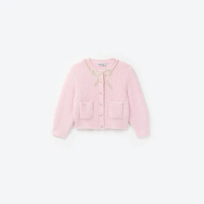 Self Portrait Knitwear Pink Soft Knit Cardigan 8211 Kids