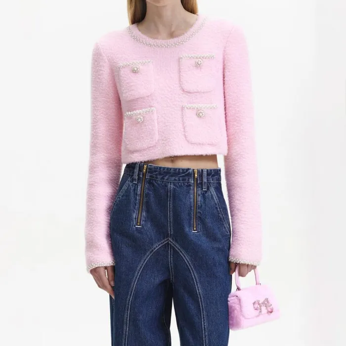 Self Portrait Knitwear Pink Soft Knit Top 8211 Women Self Portrait Knitwear Pink Soft Knit Top 8211 Women