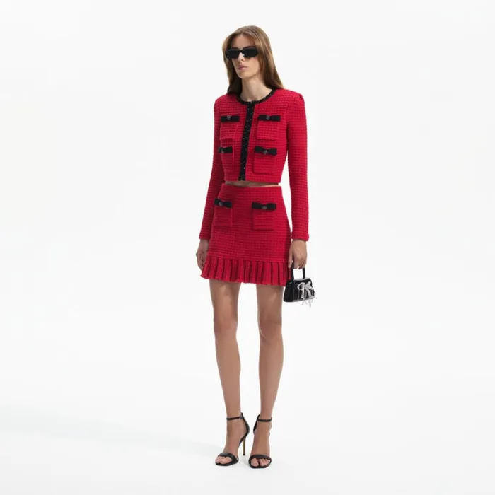 Self Portrait Knitwear Red Knit Cardigan 8211 Women Self Portrait Knitwear Red Knit Cardigan 8211 Women