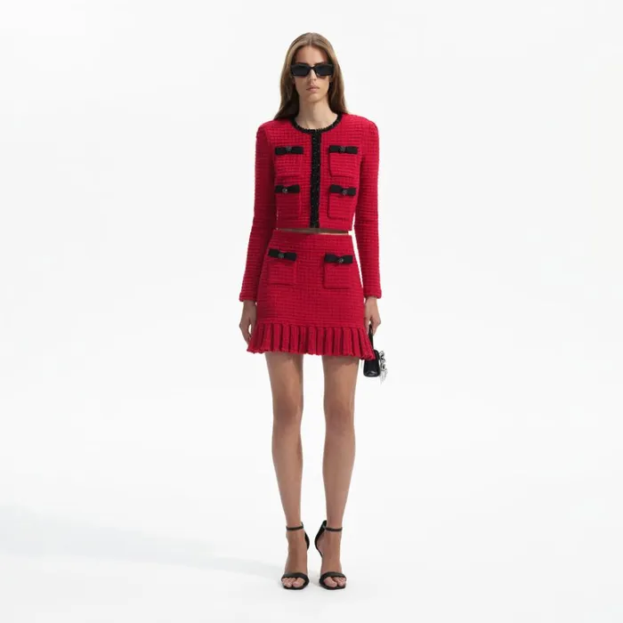Self Portrait Knitwear Red Knit Mini Skirt 8211 Women