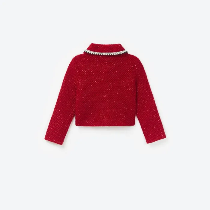Self Portrait Knitwear Red Sequin Knit Cardigan 8211 Kids Self Portrait Knitwear Red Sequin Knit Cardigan 8211 Kids