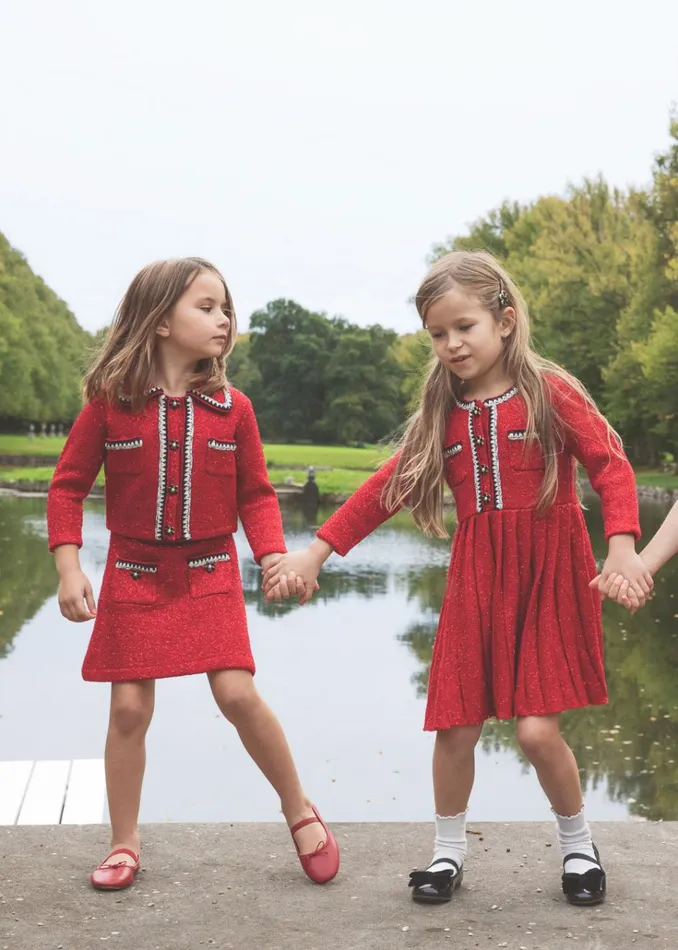 Self Portrait Knitwear Red Sequin Knit Cardigan 8211 Kids Self Portrait Knitwear Red Sequin Knit Cardigan 8211 Kids