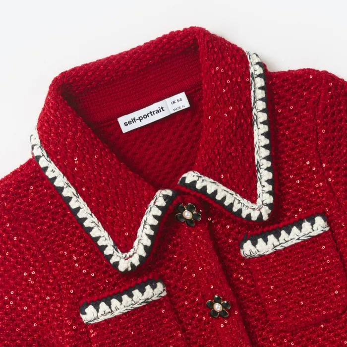 Self Portrait Knitwear Red Sequin Knit Cardigan 8211 Kids Self Portrait Knitwear Red Sequin Knit Cardigan 8211 Kids