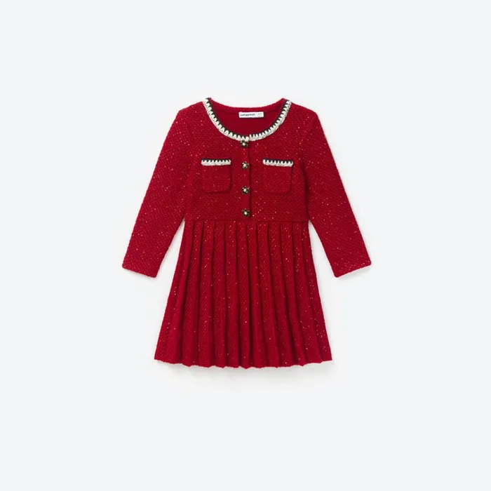 Self Portrait Knitwear Red Sequin Knit Dress 8211 Kids