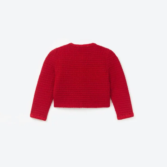 Self Portrait Knitwear Red Textured Knit Cardigan 8211 Kids Self Portrait Knitwear Red Textured Knit Cardigan 8211 Kids