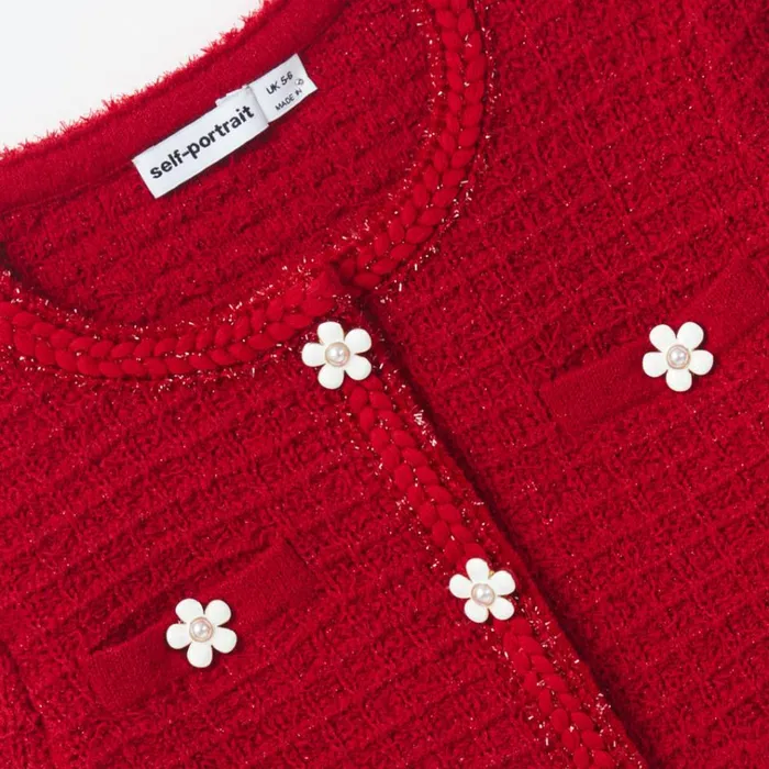 Self Portrait Knitwear Red Textured Knit Cardigan 8211 Kids Self Portrait Knitwear Red Textured Knit Cardigan 8211 Kids