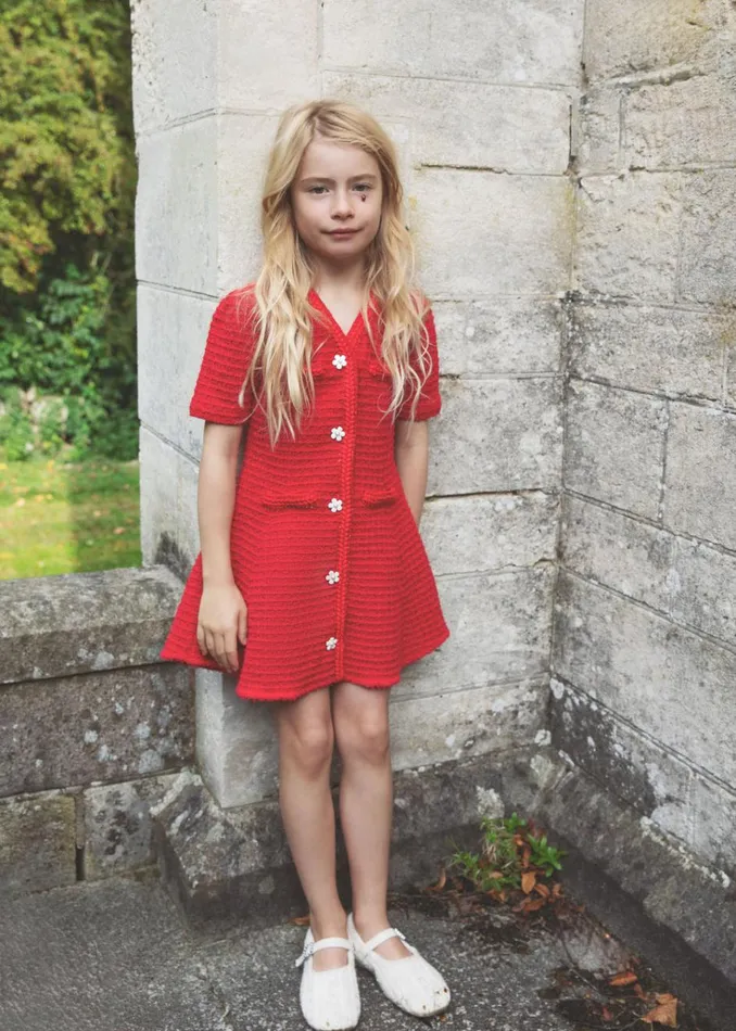 Self Portrait Knitwear Red Textured Knit Dress 8211 Kids Self Portrait Knitwear Red Textured Knit Dress 8211 Kids